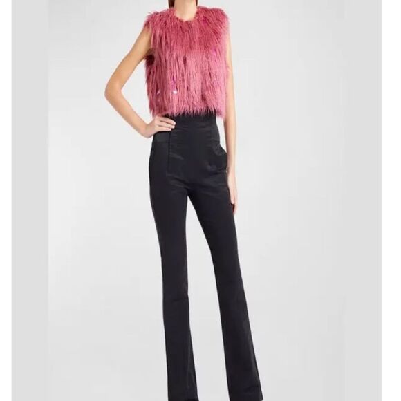 ALABAMA MUSE Lanny SLVL Desert Rose Embellished Sleeveless Faux Fur NWT $949 - Picture 7 of 10